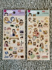 Lot of 12 MIND WAVE Routine Charm & DAISO Kawaii Japanese Girl Stickers