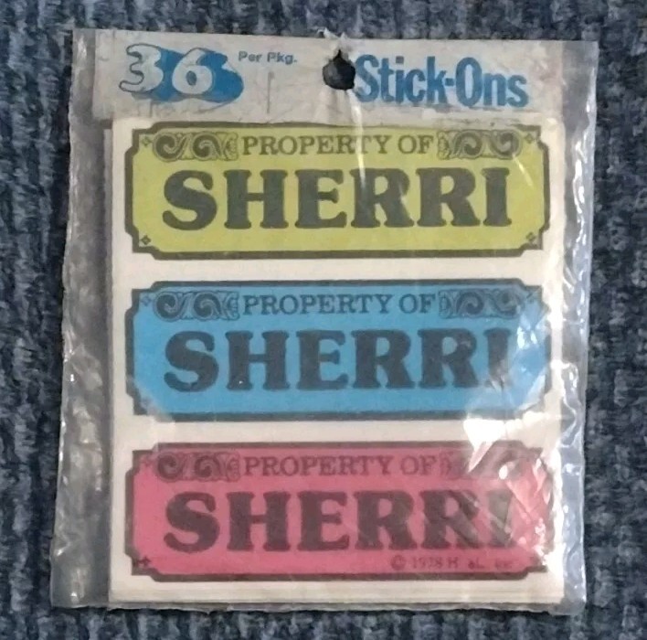 Property Of Sherri Stick-Ons Stickers Pack Of 36 Vintage 1978