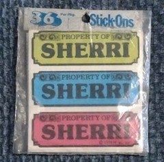 Property Of Sherri Stick-Ons Stickers Pack Of 36 Vintage 1978
