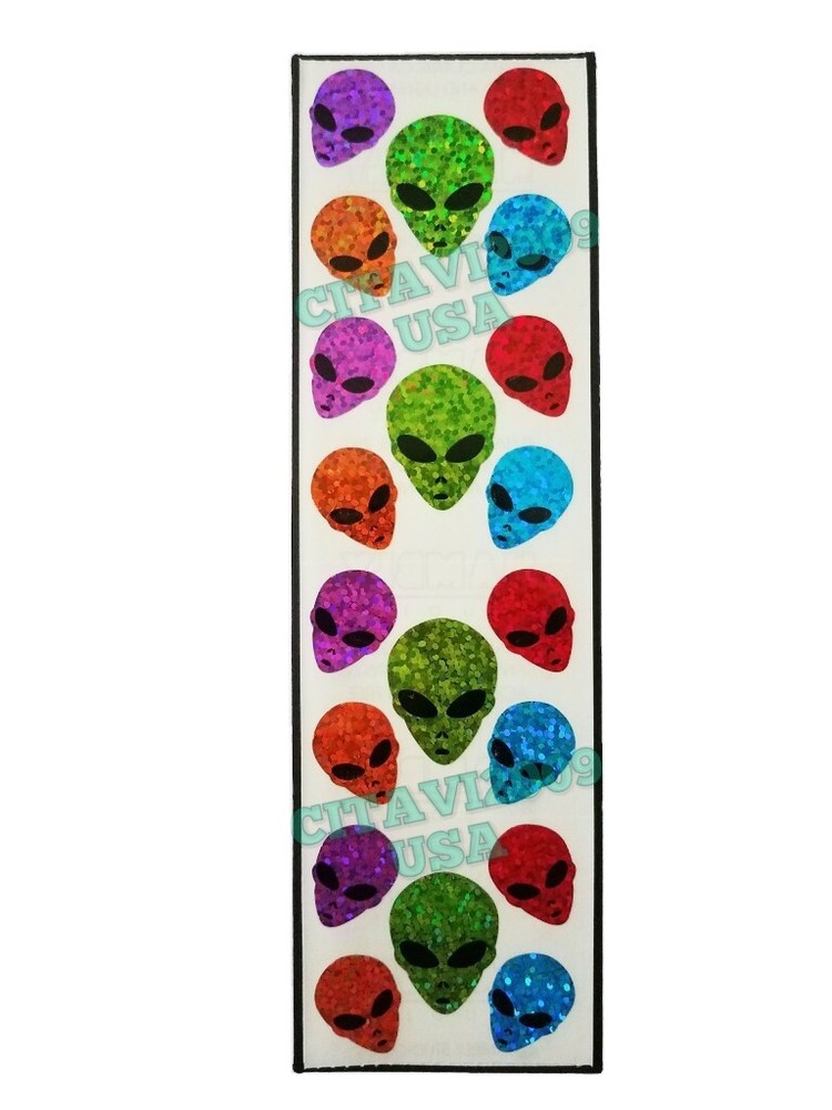 HAMBLY STUDIOS PRISMATIC STICKERS ALIEN HEADS – SPACE – VINTAGE COLLECTABLE RARE