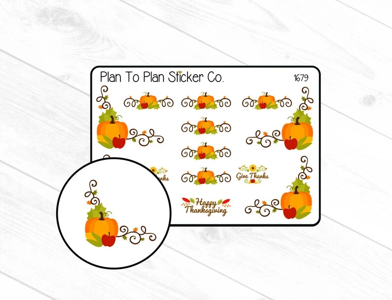 1679~~Thanksgiving Corners and Borders Planner Stickers.
