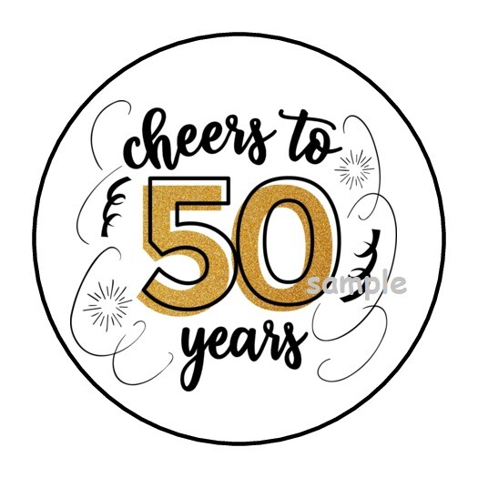 30 50TH BIRTHDAY ENVELOPE SEALS LABELS STICKERS 1.5″ ROUND CHEERS TO 50 YEARS