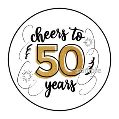 30 50TH BIRTHDAY ENVELOPE SEALS LABELS STICKERS 1.5″ ROUND CHEERS TO 50 YEARS
