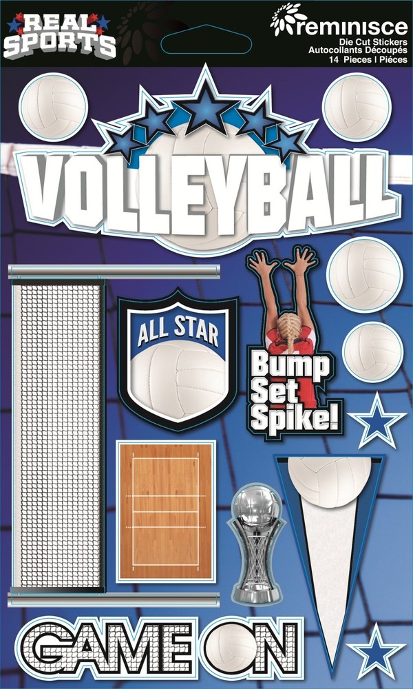 Volleyball, scrapbook stickers, 4″ x 9″ – Reminisce RS155