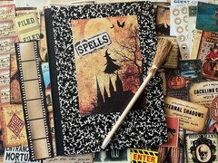 #731 -125+pcs WITCH W/ BROOM PEN SCRAP JUNK JOURNAL KIT REAL EPHEMERA – JOURNAL