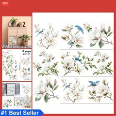 Vintage Rub on Transfers 3 Sheets Magnolia Flowers Birds Furniture DIY Craft