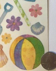 BEACH Vellum Stickers(13pc) Sandylion•Summer•Ocean•Ball •Umbrella•Shells•Sand