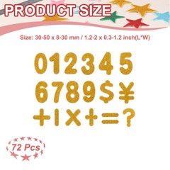 Number Foam Stickers, 72Pcs Numbers 0-9 EVA Self Adhesive Glitters, Golden