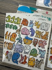 Vintage American Greetings Alphabet Animal Stickers 4 Sheets Self-Adhesive