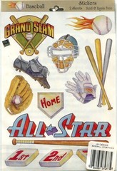 Lot of 6 Baseball scrapbook stickers – Sticko, K&Company, Recollections