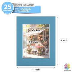 Photo Mat Board 11×14 for 8×10 Pictures – 4-ply Acid Free Mixed Color Mats