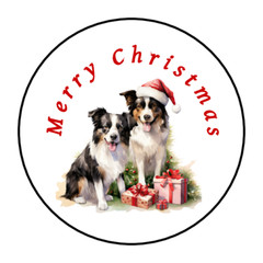 30 Christmas dogs farm animals envelope seals, stickers labels, tags, round