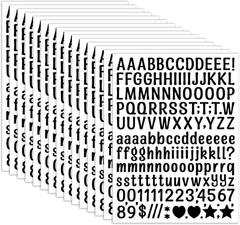15 Sheet Small Letter Stickers – 1/2 Inch Art Black Vinyl Self Adhesive