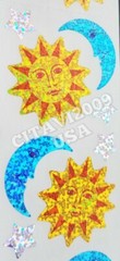 HAMBLY STUDIOS PRISMATIC GLITTER STICKERS SUN MOON & STARS VINTAGE RARE RETIRED