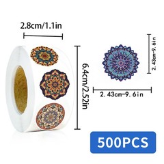 500PCS Mandala Pattern Roll Sticker Kawaii Notebook Refrigerator Travel Phone W