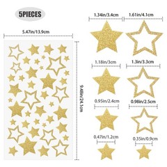 5 Sheets Glitter Star Stickers, Gold Stars Stickers, Self-Adhesive Star Label…