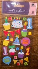 Sticko Baby First 1st Birthday Party One Year Old Cake Cupcake Scrapbook Sticker
