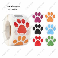 500 1.5in 6 Designs Mix Colors Cat Paw Stickers Chrome Paper Cat Paw Shaped