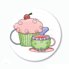 30 Tea and Cupcake Favors Scrapbook Stickers 1.5″ Round Envelope Seals Labels