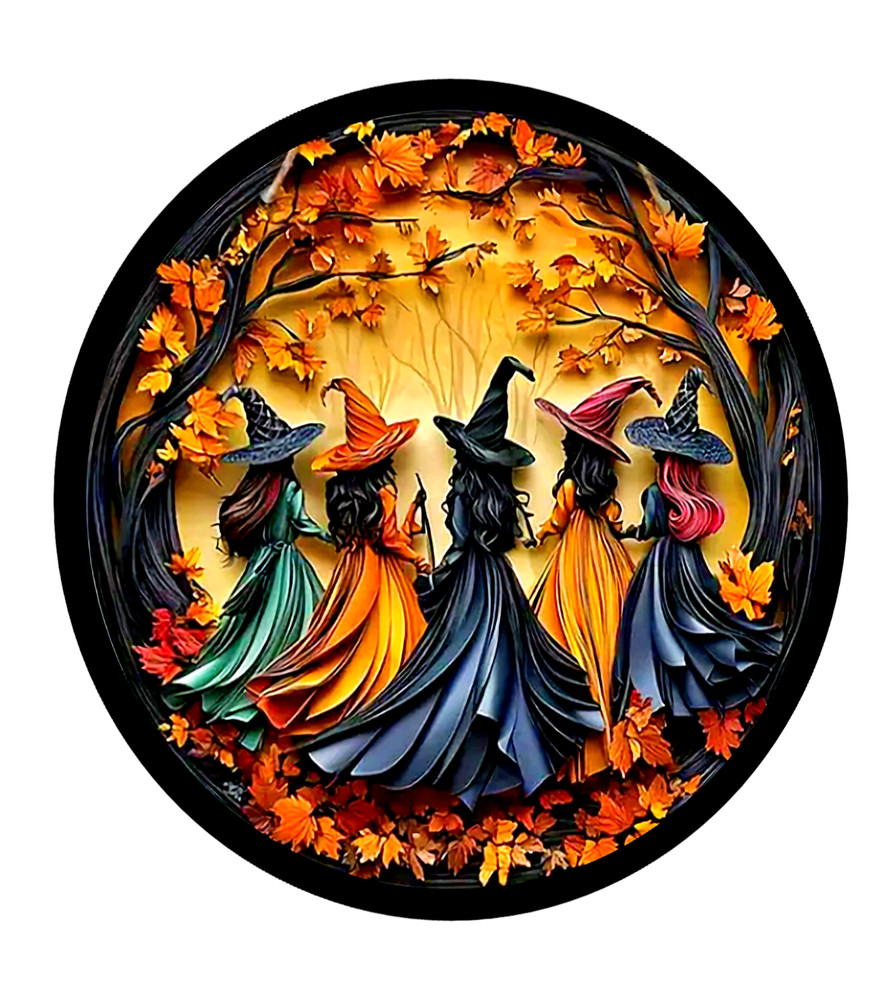 Halloween Witches With Broom Spooky Colorful Fall Sign 4 Sizes #H15SI