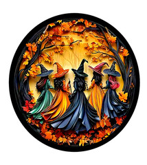 Halloween Witches With Broom Spooky Colorful Fall Sign 4 Sizes #H15SI