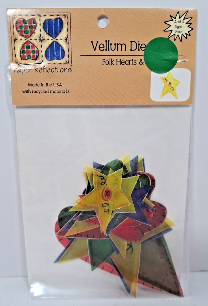 PAPER REFLECTIONS VELLUM DIE CUTS FOLK HEARTS AND STARS