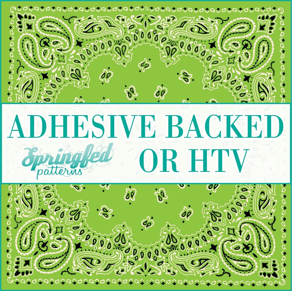 BANDANNA in Lime Green Pattern Adhesive Vinyl or HTV Heat Transfer Vinyl Bandana