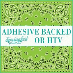 BANDANNA in Lime Green Pattern Adhesive Vinyl or HTV Heat Transfer Vinyl Bandana