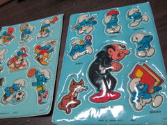2 SMURF PUFFY STICKER SHEET S VINTAGE #1 AND #5 OOP 1980S