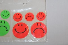 NOS 3 Sheets Vintage Assorted Bright Smiles & Grumps Stick Ons Stickers