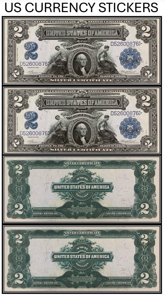 $2 Two Dollar 1899 Silver Certificate (US CURRENCY STICKERS) (Lot Of 2)
