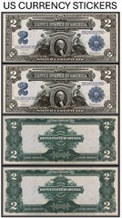 $2 Two Dollar 1899 Silver Certificate (US CURRENCY STICKERS) (Lot Of 2)