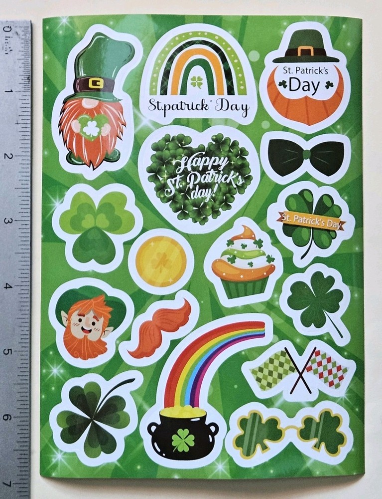 Happy St. Patrick’s Day. Vinyl Sticker sheet. Waterproof