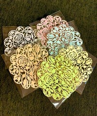 Roses Doily, 1 pack of 5pcs. Material double sided cardstock.