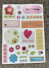 Pastel color Glittered sticker sheet: Love and Friendship