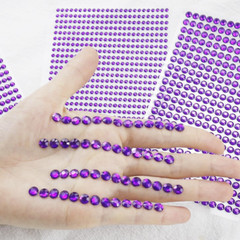 Deep Purple Rhinestones Stickers 4 Sizes Self Adhesive Gems Rhinestones for Face
