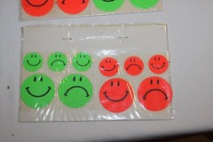 NOS 3 Sheets Vintage Assorted Bright Smiles & Grumps Stick Ons Stickers