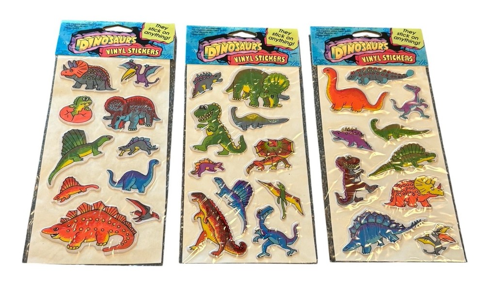 Vintage Dinosaurs Vinyl Stickers 3 Packages 30 Stickers 1993 Henry Gordy