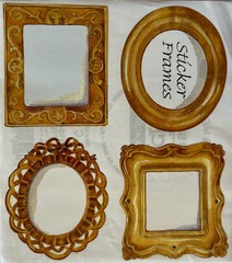 GOLD FRAMES Stickers(4pc) Frances Meyer•Household •Family•Portrait ￼•Decorative•