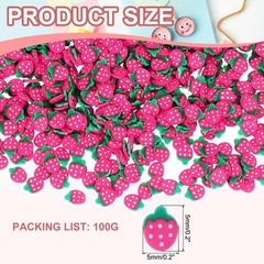 Polymer Clay Slices, 100g Strawberry Pink Slice Fruit Art Slices, Pink