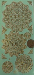GOLD FOIL DECORATED CIRCLE OUTLINE Stickers(13pc)Photo Corners•Card Making•