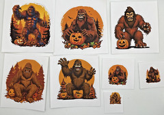 Big Foot, Sasquatch, Yeti, Abominable Snowman, KISS CUT Stickers 8 Count