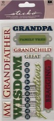 sticko Epoxy Adhesions Dimensional Stickers GRANDPA Scrapbooking 10 pieces