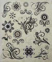 FLORAL SWIRL Glitter Stickers (16pc)Garden•Blooming•Leaves •Circles•Card Making•