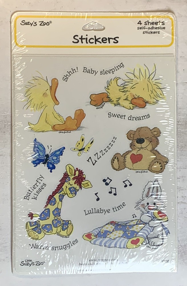 Vintage Suzy’s Zoo Baby Lullaby sticker sheets NIP 9708.5 VHTF