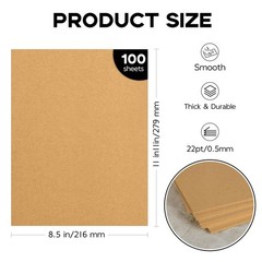 100 Pack Thin Chipboard Sheets 8.5×11 – Lightweight Craft Board for Book Binding