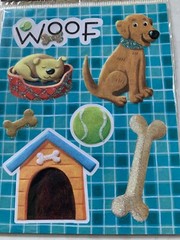 AMERICAN TRADITIONAL DESIGNS STICKERS GLITTER DOG BALL DOG HOUSE BONE BED WOOF