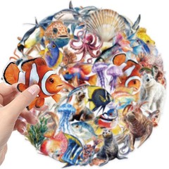 50PCS Marine Animal Cartoon Stickers Octopus Shell Fish DIY Scrapbooking Station