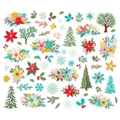 Simple Stories SNOW PINE LODGE FLORAL BITS (62pc) DIE-CUTS scrapbooking