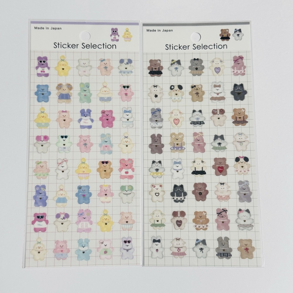 Kawaii Animal Sticker Set (2 Sheets) – Japanese Stationery for Journaling
